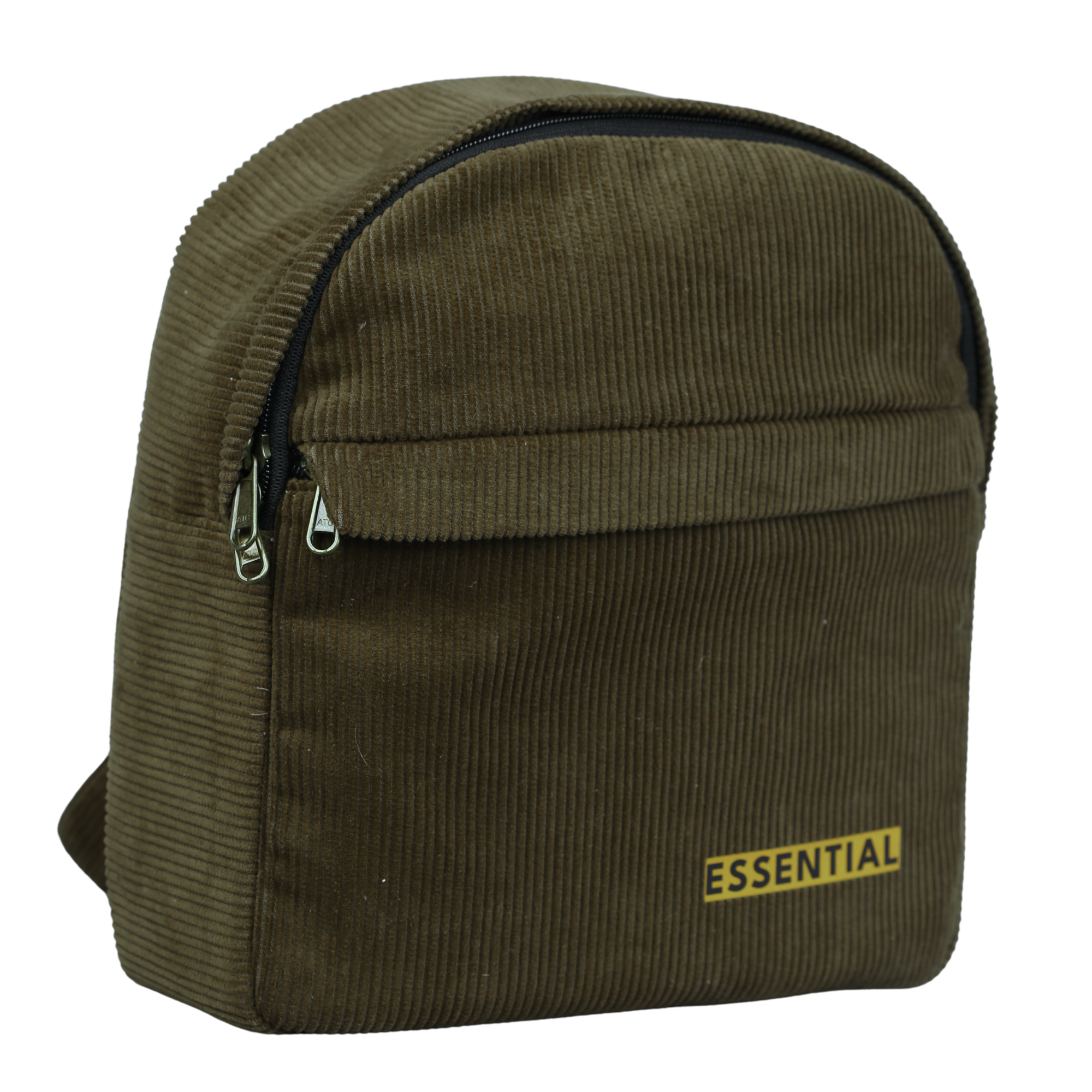 Corduroy Mini Backpack – Stylish Compact Backpack with Adjustable Straps (Brown)