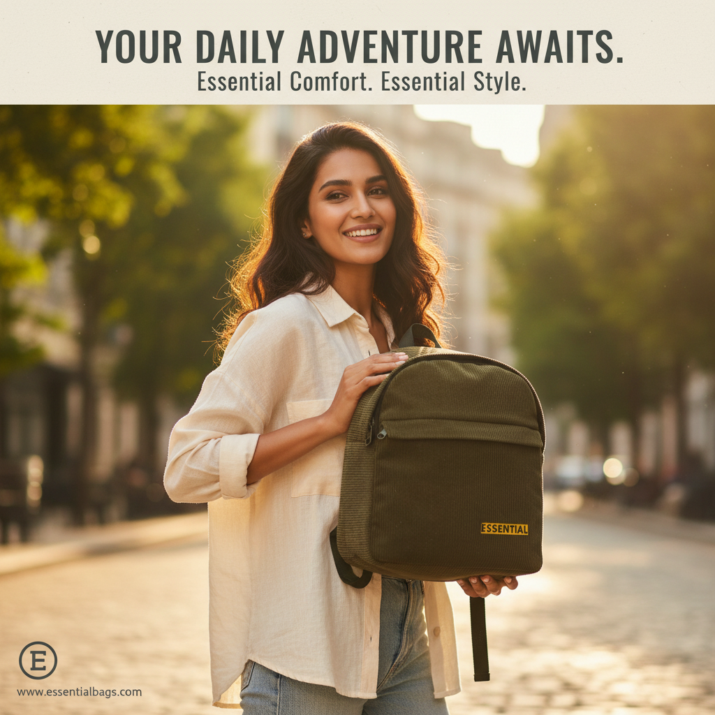 Corduroy Mini Backpack – Stylish Compact Backpack with Adjustable Straps (Brown)